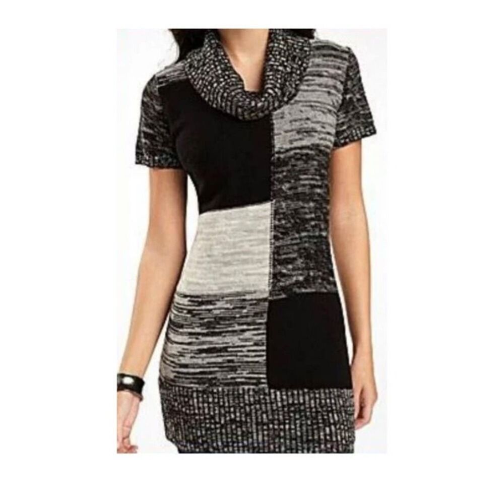 AGB Sweater Women Size Small Brown Color Block Tunic #